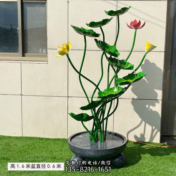 園林景觀庭院不銹鋼鐵藝荷花擺件裝飾品雕塑（1）