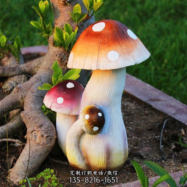 生態園植物景觀擺件玻璃鋼仿真蘑菇雕塑（3）