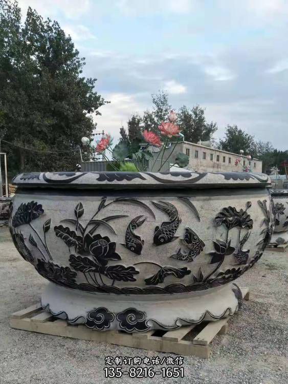 石雕魚缸青石仿古石槽雕塑（3）