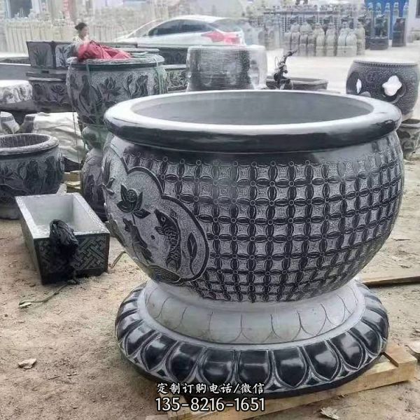 石雕魚缸青石仿古石槽雕塑（5）