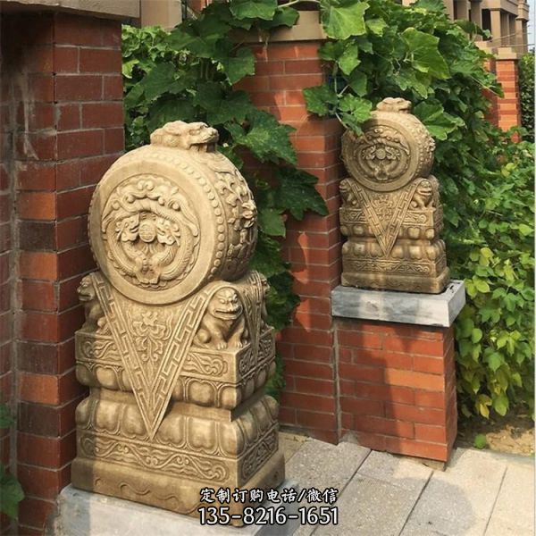  庭院裝飾中式傳統門鼓擺件花崗巖石材抱鼓石雕塑（1）