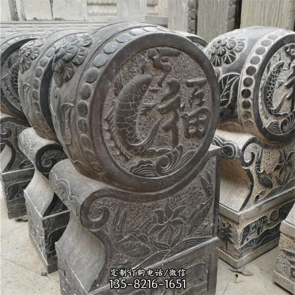  庭院裝飾中式傳統門鼓擺件花崗巖石材抱鼓石雕塑（5）