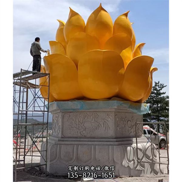 寺廟廣場大型玻璃鋼彩繪蓮花景觀城市雕塑（1）