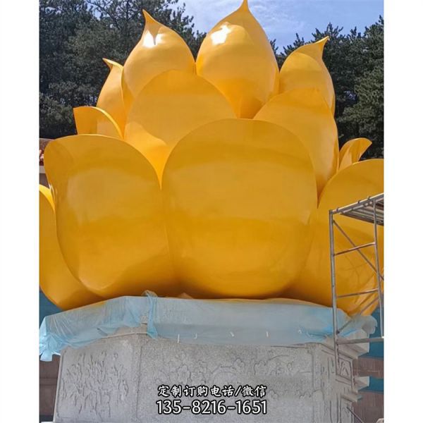 寺廟廣場大型玻璃鋼彩繪蓮花景觀城市雕塑（6）