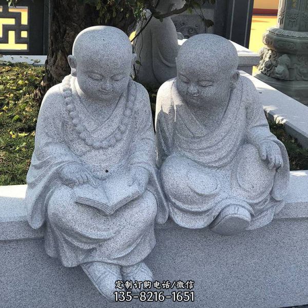 庭院草坪奇趣景觀擺件花崗巖小沙彌人物雕像（2）