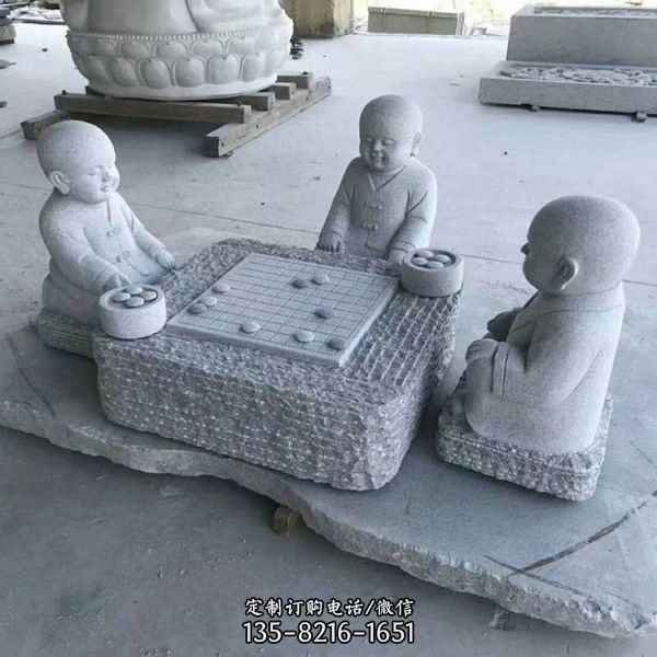 庭院草坪奇趣景觀擺件花崗巖小沙彌人物雕像（1）