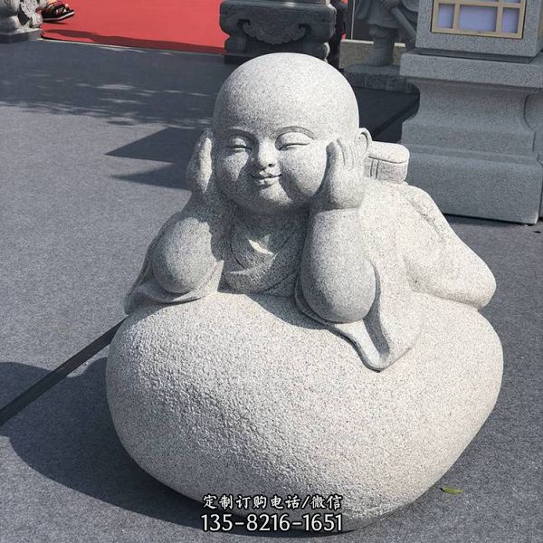 庭院草坪奇趣景觀擺件花崗巖小沙彌人物雕像（3）