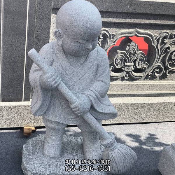 庭院草坪奇趣景觀擺件花崗巖小沙彌人物雕像（4）