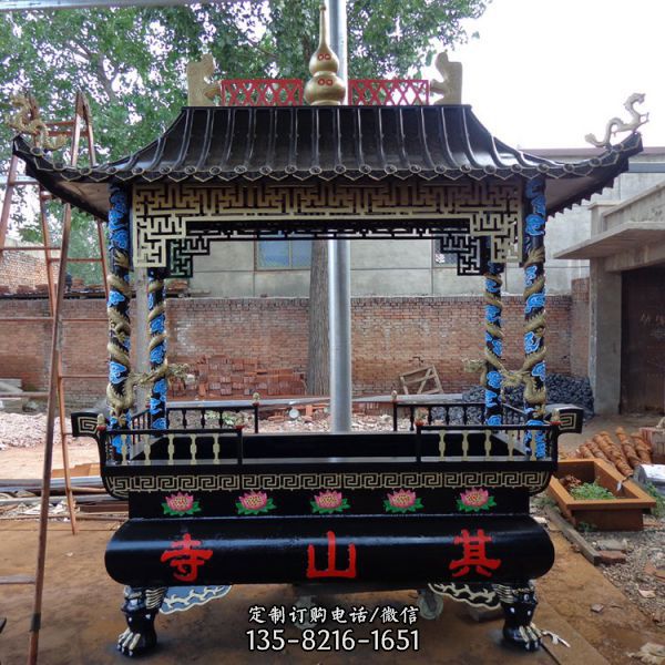 佛堂供奉燒香大型祈福香爐雕塑（2）