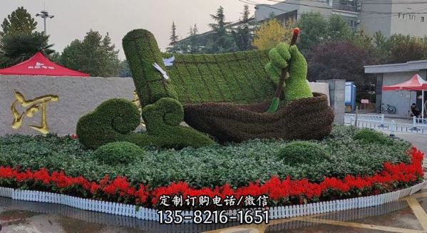 大型廣場裝飾節(jié)日綠植工藝品綠雕景觀擺件（5）