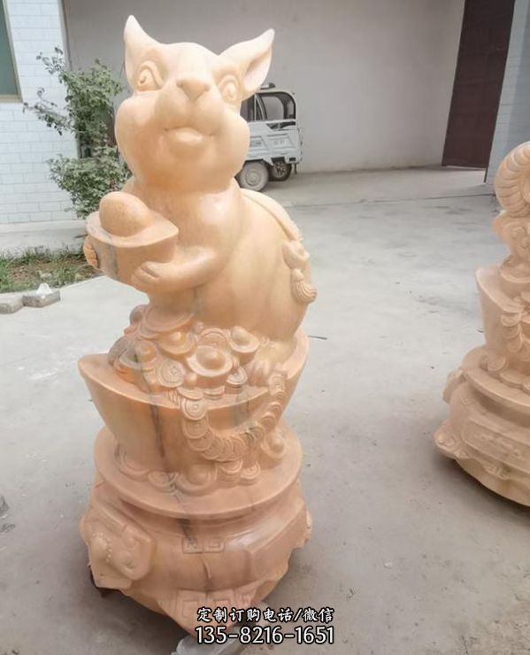 石雕晚霞紅青石大理石十二生肖園林擺件雕塑（2）