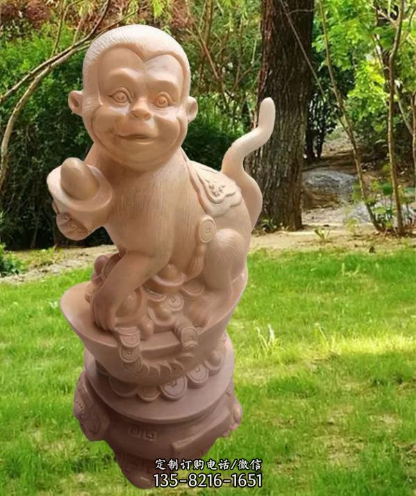 石雕晚霞紅青石大理石十二生肖園林擺件雕塑（5）