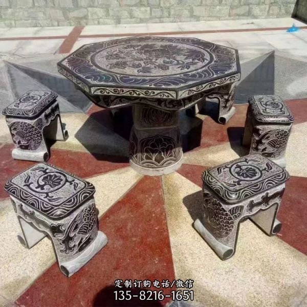 批發青石石桌 各種庭院仿古石桌石凳 雕塑（2）