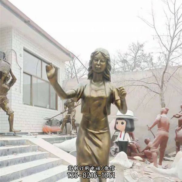 戶外廣場公園玻璃鋼仿銅人物雕塑（2）