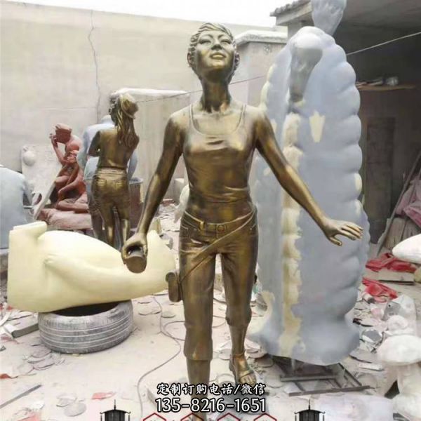 戶外廣場公園玻璃鋼仿銅人物雕塑（3）