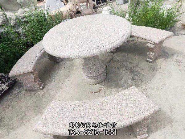  公園擺放大理石灰頭休閑桌子凳子（4）