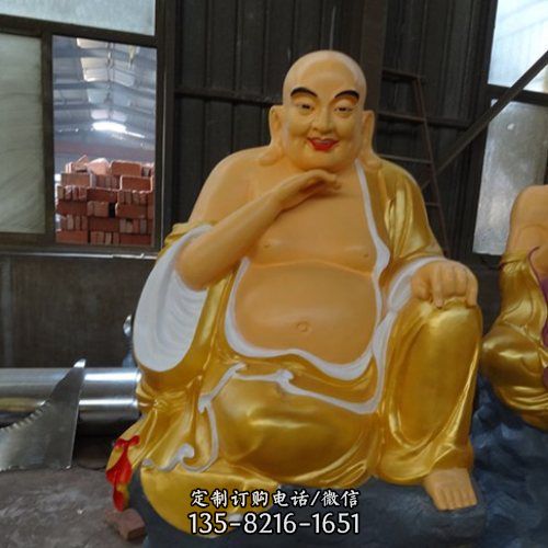 寺院擺放玻璃鋼漆金十八羅漢佛像雕塑（3）