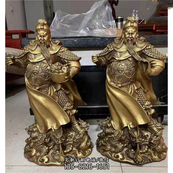 寺廟玻璃鋼彩繪漆金立式關(guān)公雕塑（1）