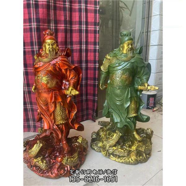 寺廟玻璃鋼彩繪漆金立式關(guān)公雕塑（4）