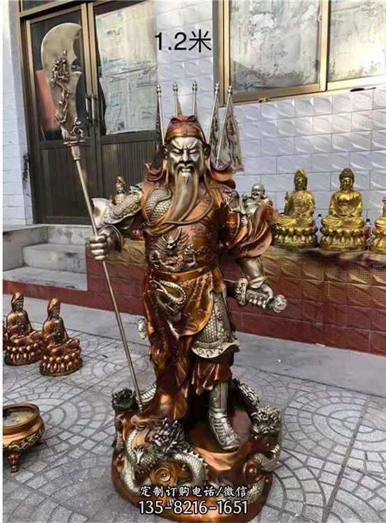 寺廟玻璃鋼彩繪漆金立式關(guān)公雕塑（3）