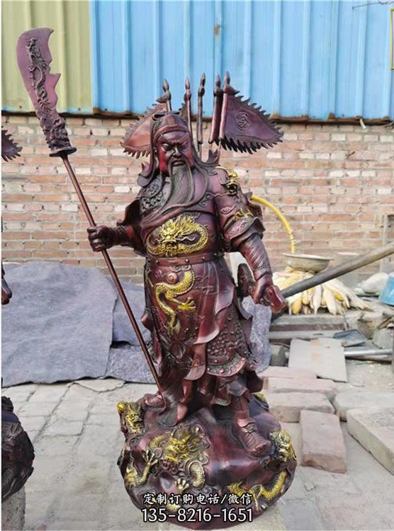 寺廟玻璃鋼彩繪漆金立式關(guān)公雕塑（7）