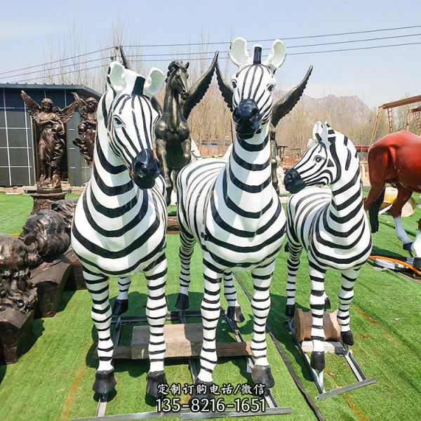 動物園仿真斑馬玻璃鋼園林擺件動物雕塑 （4）