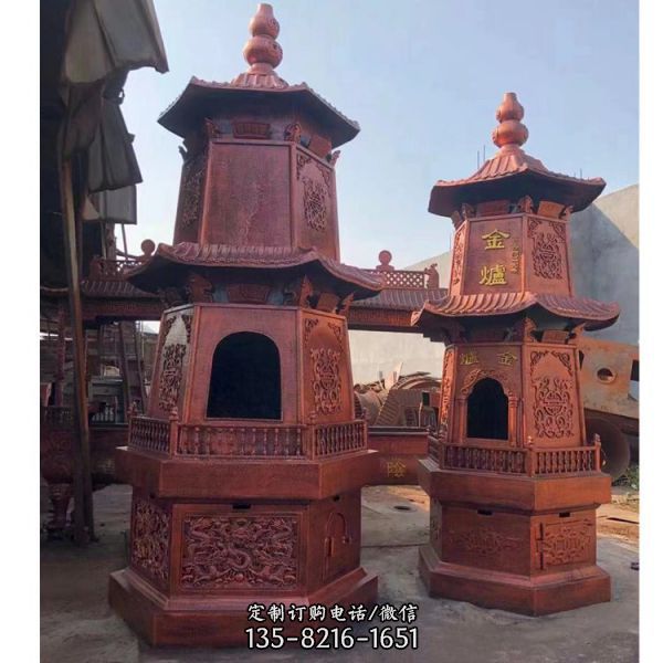 寺院擺放仿古銅香爐雕塑
