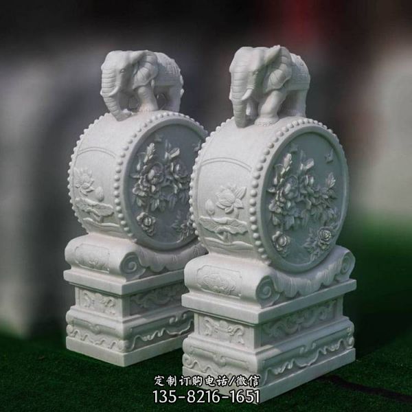石雕門(mén)墩漢白玉家用小獅子庭院門(mén)口中式擺件（4）