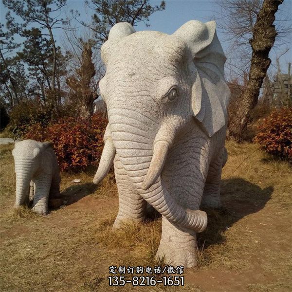 酒店門口漢白玉石雕招財(cái)風(fēng)水神獸大象雕塑（3）