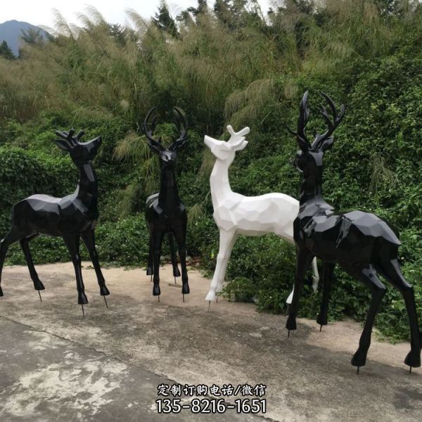 玻璃鋼戶外園林景觀抽象動(dòng)物梅花鹿雕塑