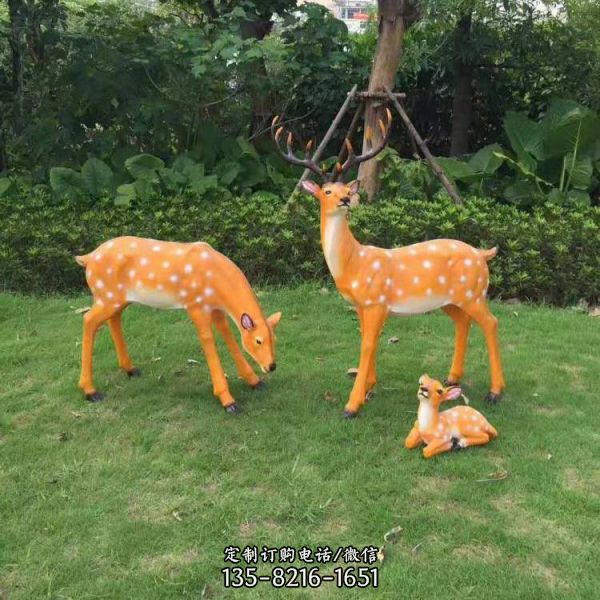 戶外園林玻璃鋼仿真動物梅花鹿雕塑（3）