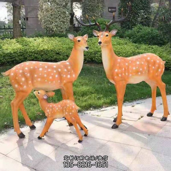 戶外園林玻璃鋼仿真動物梅花鹿雕塑（2）