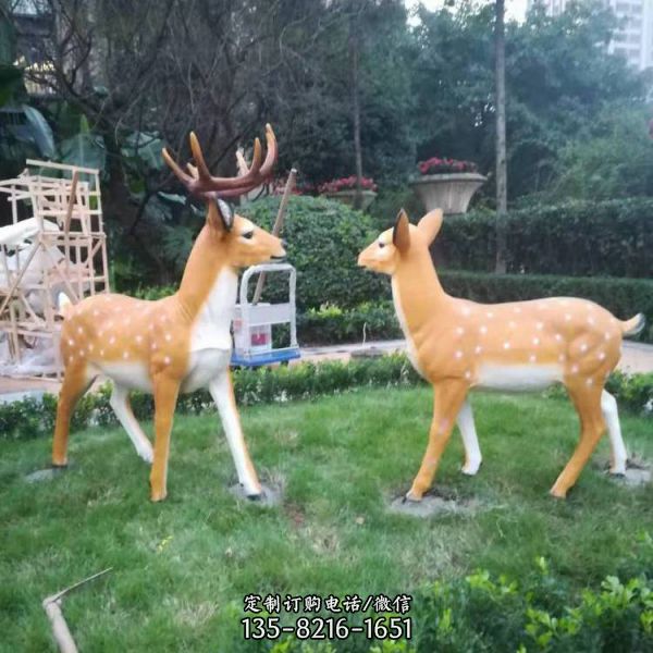 戶外園林玻璃鋼仿真動物梅花鹿雕塑（4）