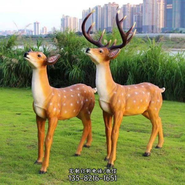 戶外園林玻璃鋼仿真動物梅花鹿雕塑（5）
