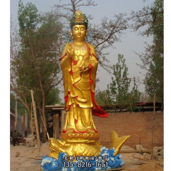 寺廟大型玻璃彩繪噴金烤漆工藝觀音雕塑（1）