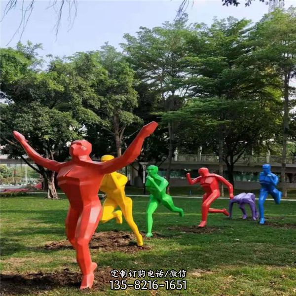 園林玻璃鋼抽象運動仿真人物造型雕塑（5）