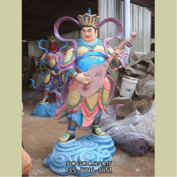 寺廟擺放彩繪玻璃鋼四大天王神像雕塑（4）