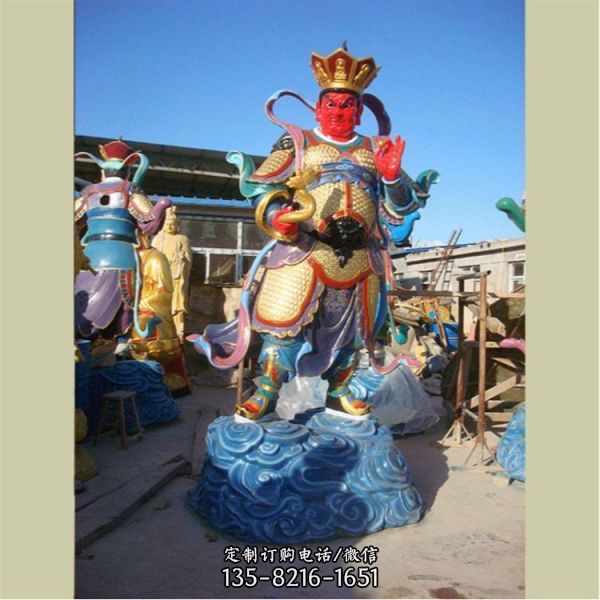 寺廟擺放彩繪玻璃鋼四大天王神像雕塑（5）