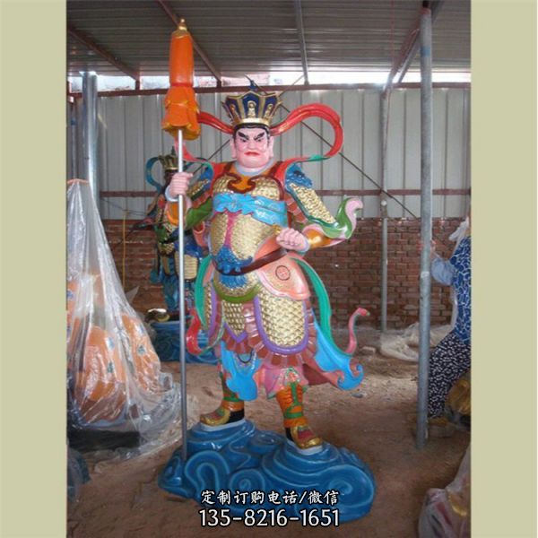 寺廟擺放彩繪玻璃鋼四大天王神像雕塑（3）