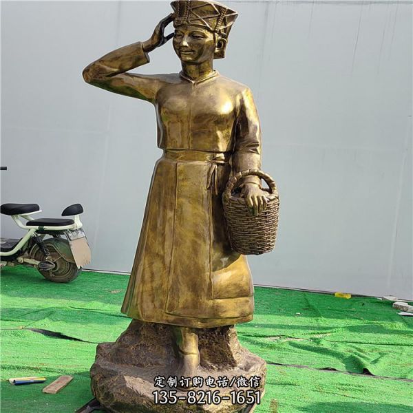 玻璃鋼仿銅民俗人物雕像公園景觀擺件