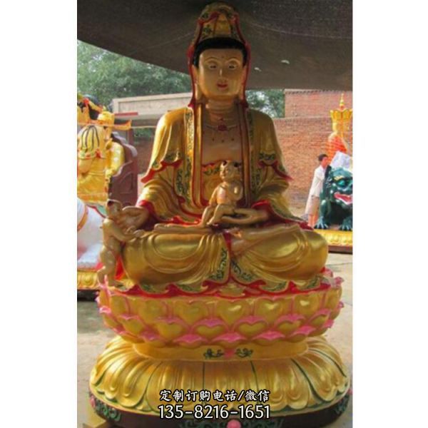 玻璃鋼純金打造寺廟供奉菩薩觀音雕塑（1）