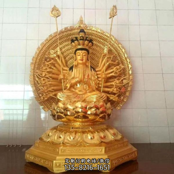 玻璃鋼純金打造寺廟供奉菩薩觀音雕塑（2）