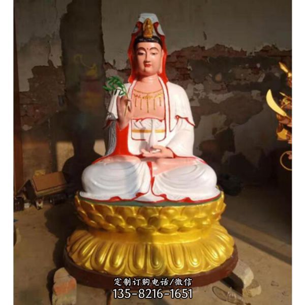 玻璃鋼純金打造寺廟供奉菩薩觀音雕塑（5）