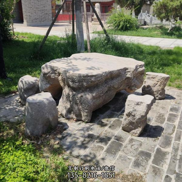 園林景觀定制風格獨特仿古石凳石桌雕塑（5）