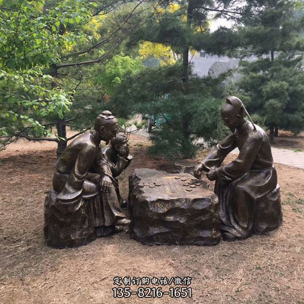 佛山下象棋人物雕塑 公園下棋老人情景小品（4）
