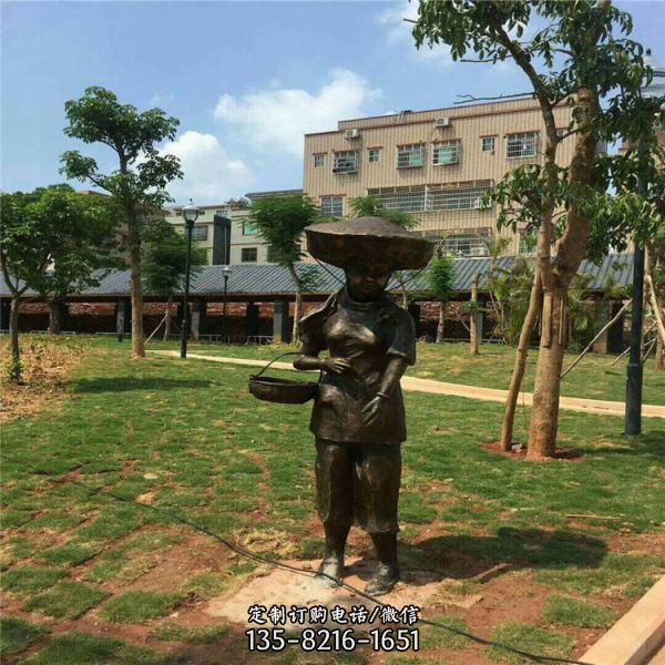 玻璃鋼曬茶人物雕塑 景觀民俗小品雕塑（4）