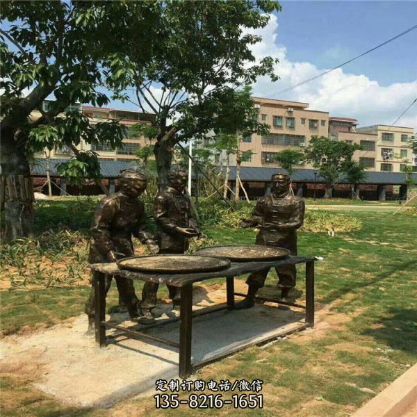 玻璃鋼曬茶人物雕塑 景觀民俗小品雕塑（1）