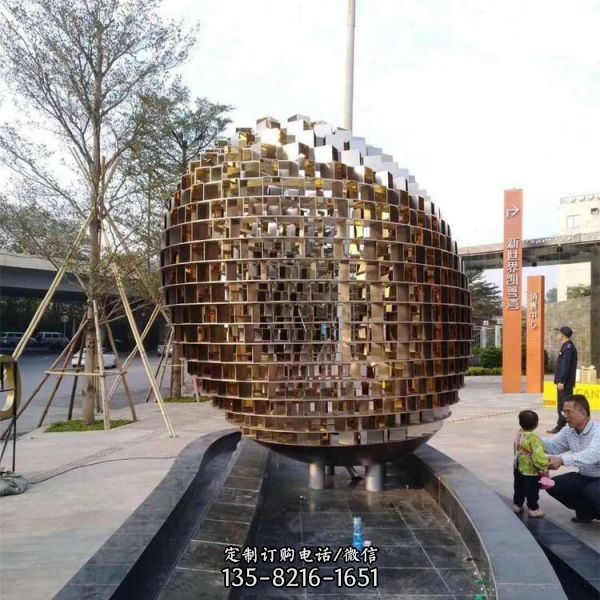 庭院廣場擺放不銹鋼造型水景雕塑 （3）