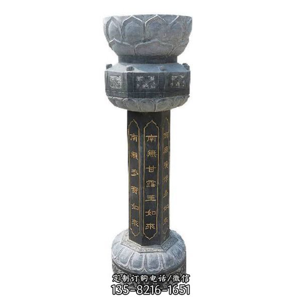 寺廟門前擺放青石雕刻仿古建筑出食臺(tái)石柱一對(duì)（3）