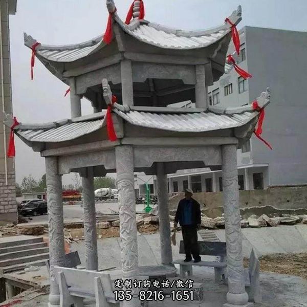 青石仿古中式園林景區涼亭擺件 （1）